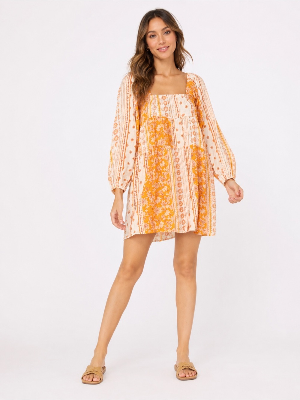 🌼 En Crème Boho Patchwork Mini Dress Large NWT 🌼